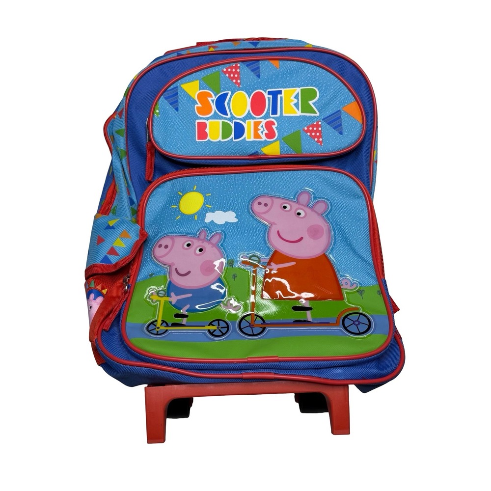 Peppa Pig kids boys girls kindergarten school rolling wheels backpack 16"